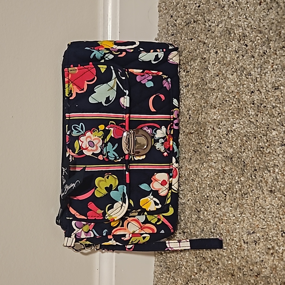 Vera Bradley wristlet navy blue floral with butterflies